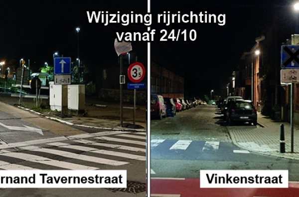 Wijziging rijrichting!