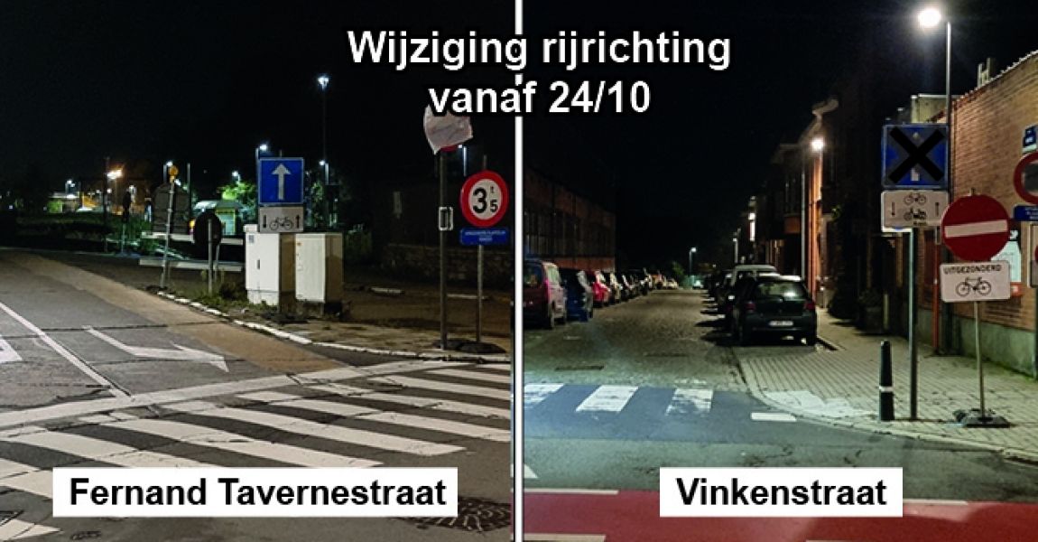 Wijziging rijrichting!